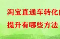 淘寶直通車轉化的提升有哪些方法？