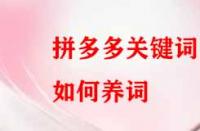 拼多多關鍵詞如何養？