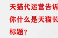 天貓代運(yùn)營告訴你什么是天貓長標(biāo)題？