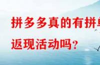 拼多多真的有拼單返現(xiàn)活動嗎？
