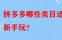 拼多多哪些類目適合新手玩？