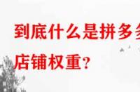 到底什么是拼多多店鋪權重？