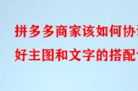 拼多多商家該如何協調好主圖和文字的搭配？