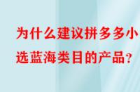 為什么建議拼多多小白選藍海類目的產品？