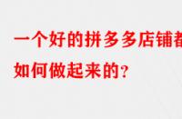 一個好的拼多多店鋪都是如何做起來的？